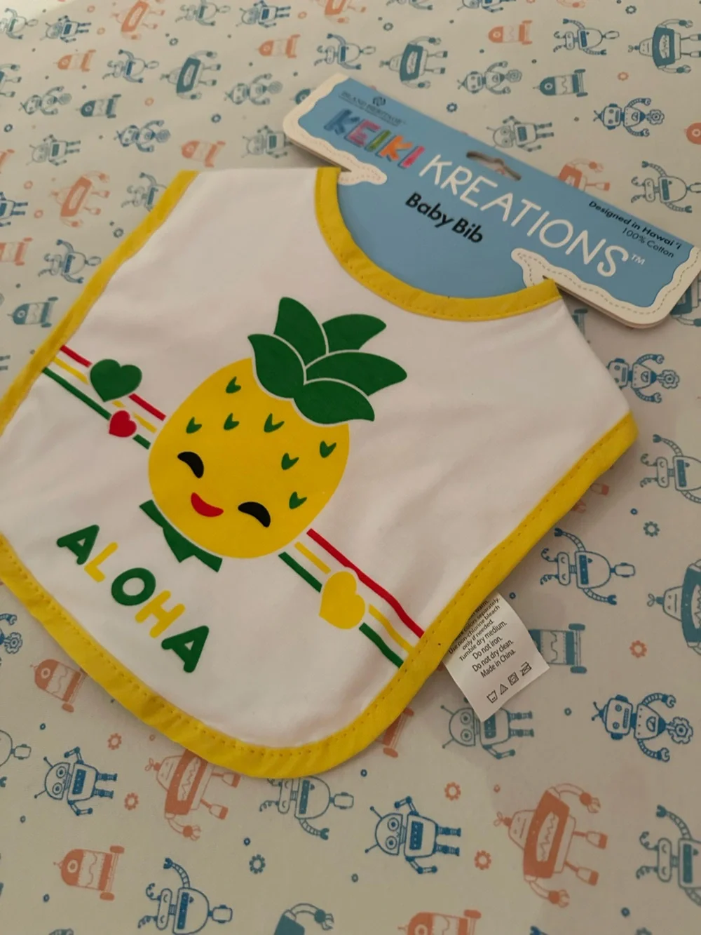 Aloha Pineapple Baby Bib - Yellow & Green